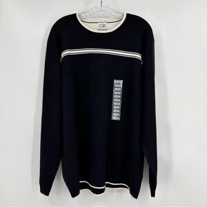 Geoffrey Beene NWT Crewneck Black w/White Stripe Sweater Size XL